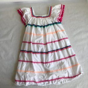 Cat & Jack  Girls Size L 10 12 Embroidered Multicolor White Tassel Sleeve Dress